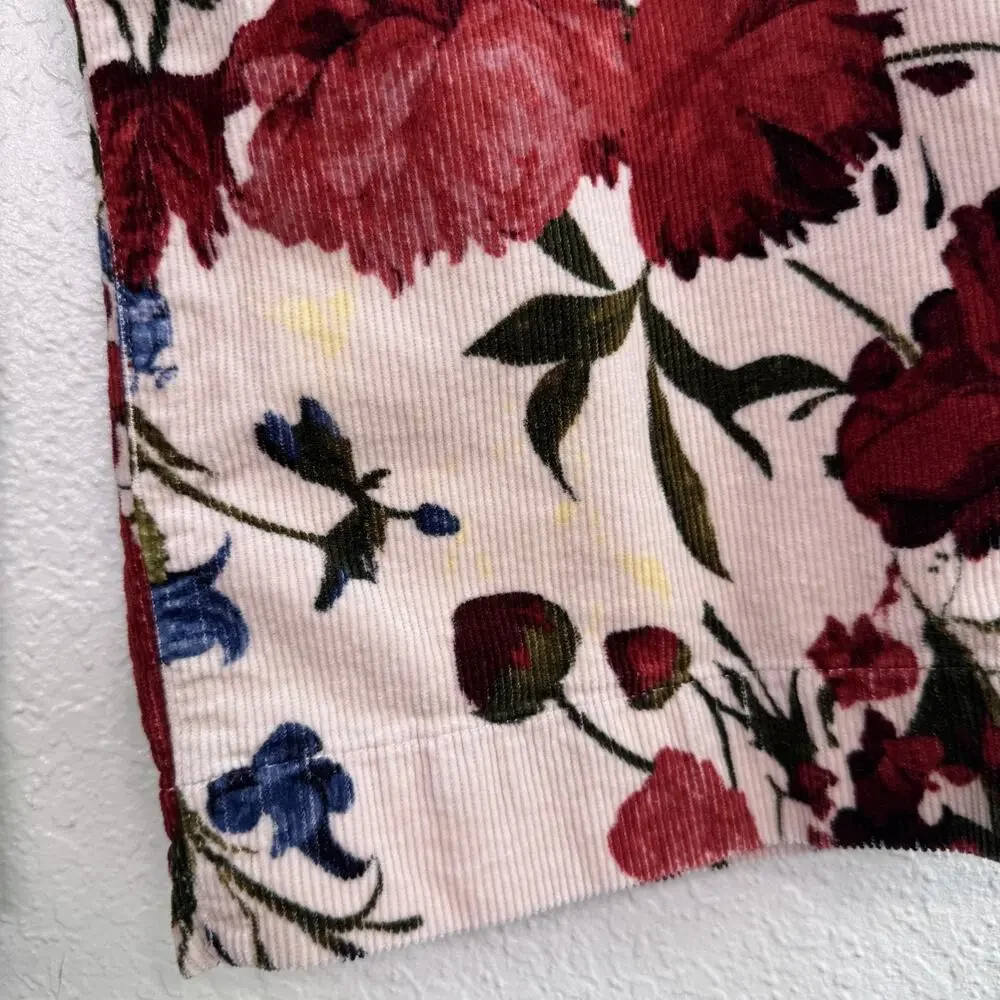 Anthropologie Maeve Colette Pants Womens 32 Floral Corduroy Crop Wide Leg Boho